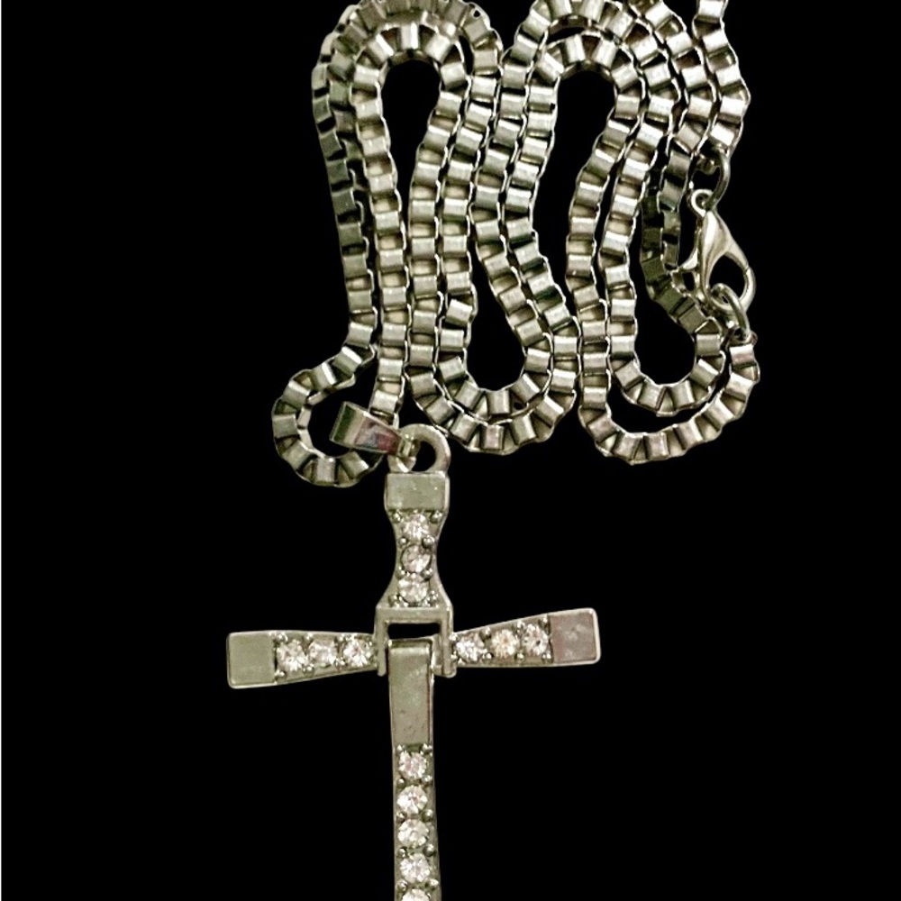 Sparkling Silver Cross Necklace